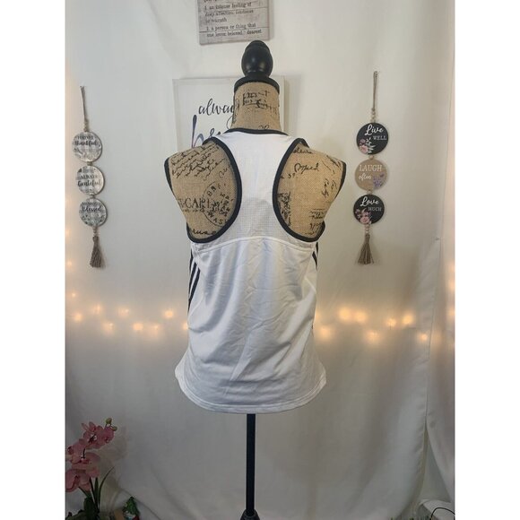 (B-49)Adidas Women’s L White Racerback Tank Top Athletic Workout Running Gym Act - Picture 5 of 7